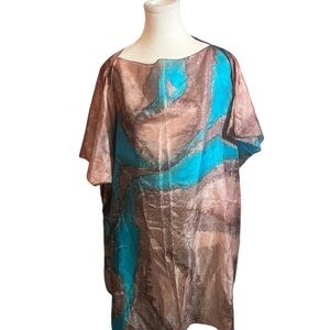 Hand painted silk beach cover scarf head covering stunning ocean vibes medium